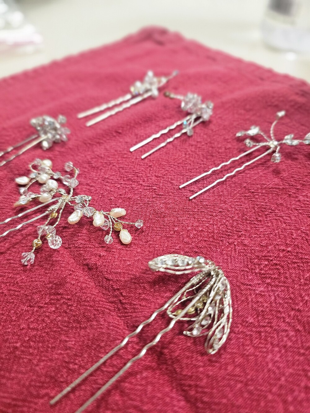 Gorgeous 6-Piece Special Occasion Bridal Hair Pin Set Silver Crystal Hand-Wired